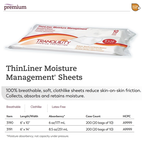 MON1090692CS - PBE - PBE Absorbent Sheet Tranquility ThinLiner&reg; 6 x 14", 10/PK, 20PK/CS