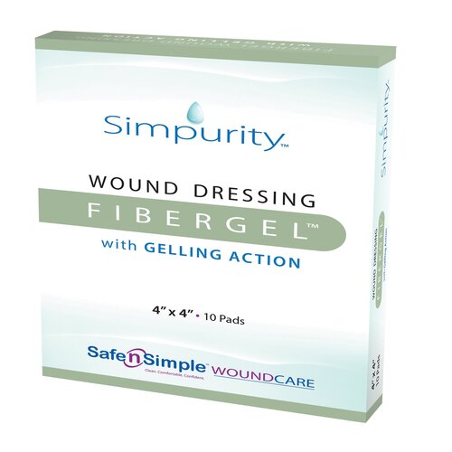 MON1090699EA - Safe N Simple - Safe N Simple Hydrogel Wound Dressing FiberGel Sheet 4 X 5 Inch Sheet Sterile