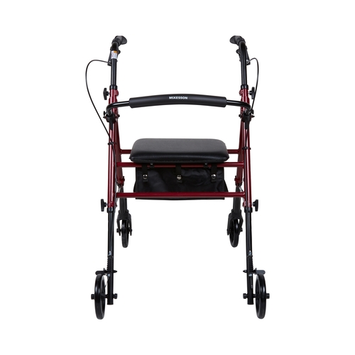 MON1095248EA - McKesson - 4 Wheel Rollator Red Adjustable Height Aluminum Frame, 1/ EA