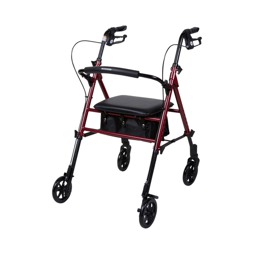 MON1095248EA - McKesson - 4 Wheel Rollator Red Adjustable Height Aluminum Frame, 1/ EA