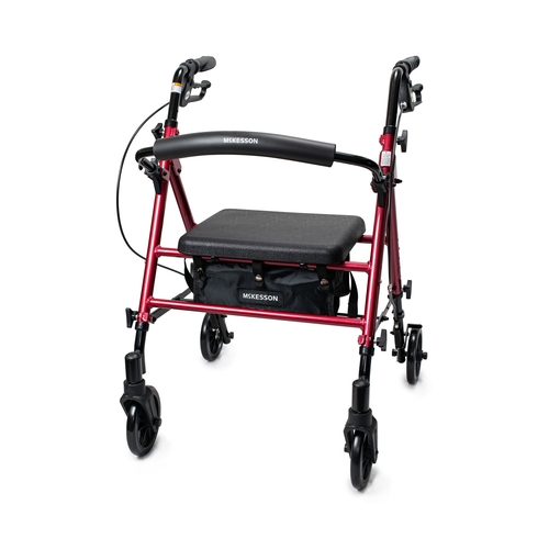 MON1095248EA - McKesson - 4 Wheel Rollator Red Adjustable Height Aluminum Frame, 1/ EA