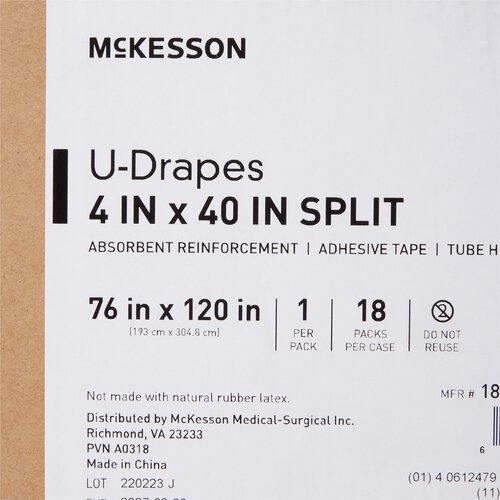 MON1101295CS - McKesson - McKesson Orthopedic Drape U-Drape with Split 76 W X 120 L Inch Sterile, 18/CS