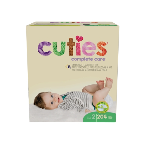 MON1102737CS - First Quality - Baby Diaper Cuties&reg; Complete Care Tab Closure Size 2 Disposable Heavy Absorbency, 204/CS