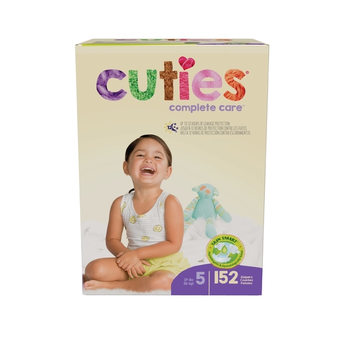MON1102740CS - First Quality - Baby Diaper Cuties&reg; Complete Care Tab Closure Size 5 Disposable Heavy Absorbency, 152/CS