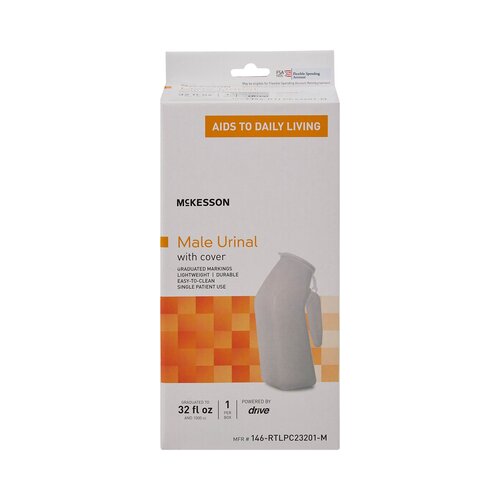 MON1103369EA - McKesson - McKesson Male Urinal 32 oz. / 946 mL With Cover Single Patient Use, 1/ EA