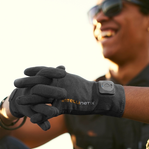 MON1103808PR - Brown Medical - Brown Medical Vibration Therapy Glove Intellinetix&reg; Full Finger Large Wrist Length Hand Specific Pair Cotton