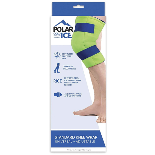 MON1106916EA - Brown Medical - Cold Pack with Wrap Polar Ice Knee Standard 13 X 16 Inch Nylon / Polyester / Water Reusable, 1 Each