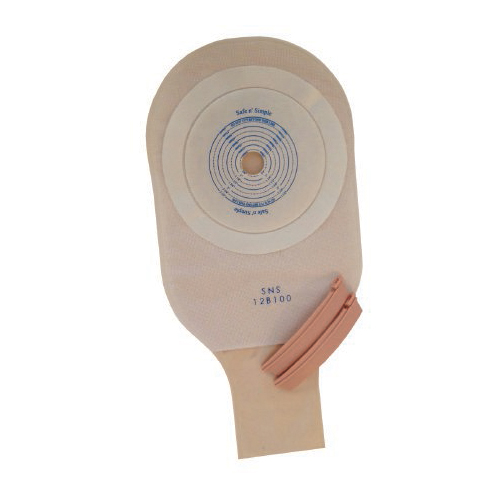 MON1107760BX - Safe N Simple - Safe N Simple Ostomy Pouch Safe n Simple One-Piece System 12 Inch Length Flat, Trim to Fit Drainable