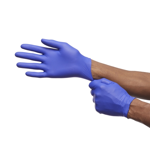 MON1107942CS - McKesson - McKesson Exam Glove Confiderm 3.0 Large NonSterile Nitrile Standard Cuff Length Textured Fingertips Blue Not Chemo Approved, 100/BX, 10BX/CS