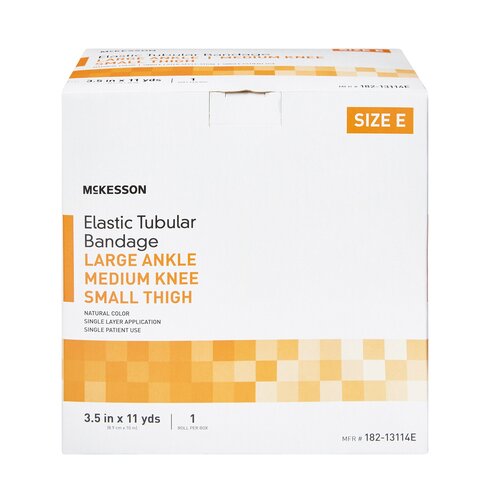 MON1112849CS - McKesson - McKesson Tubular Support Bandage Spandagrip 3-1/2 Inch X 11 Yard Standard Compression Pull On Natural Size E NonSterile, 12BX/CS
