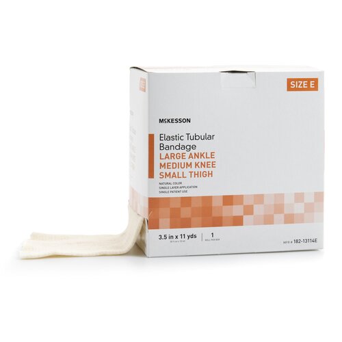 MON1112849CS - McKesson - McKesson Tubular Support Bandage Spandagrip 3-1/2 Inch X 11 Yard Standard Compression Pull On Natural Size E NonSterile, 12BX/CS