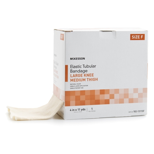 MON1112853CS - McKesson - McKesson Tubular Support Bandage Spandagrip 4 Inch X 11 Yard Standard Compression Pull On Natural Size F NonSterile, 12BX/CS