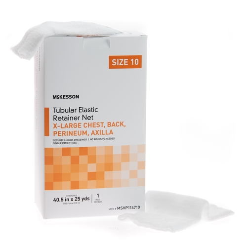 MON1113354CS - McKesson - McKesson Tubular Bandage X-Large Chest / Back / Perineum / Axilla Elastic Net 40-1/2 Inch X 25 Yards (102.9 cm X 22.9 m) Size 10, 1 EA/BX, 10BX/CS