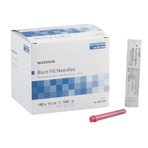 McKesson Blunt Fill Medication Transfer Needle 18 Gauge - Betty Mills