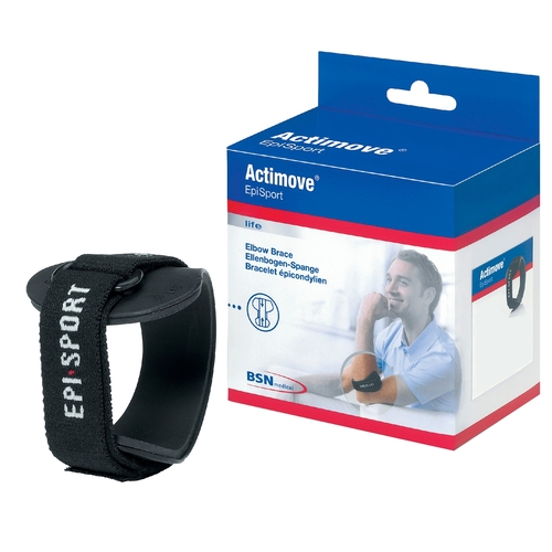MON1116625EA - BSN Medical - Elbow Support Actimove&reg; EpiSport X-Large D-Ring / Hook and Loop Closure Strap Left or Right Forearm 12 to 13-1/2 Inch Forearm Circumference Black, 1/EA