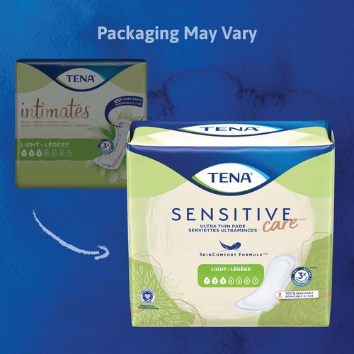 MON1121150CS - Essity - Essity TENA Sensitive Care™ Bladder Control Pad, 9 Inch Length, Light Absorbency, Dry-Fast Core™, One Size Fits Most