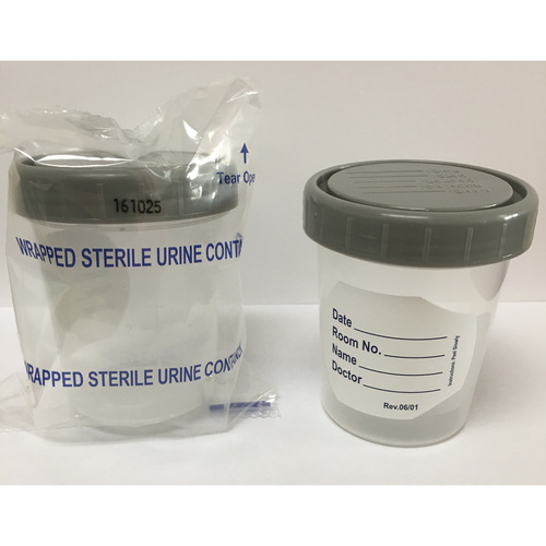 MON1123198CS - GMAX - Specimen Container 120 mL (4 oz.) Screw Cap Patient Information Poly Bagged Sterile, 100 EA/CS