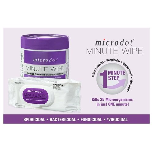 MON1125755PK - Cambridge Sensors USA - Cambridge Sensors USA microdot Minute Wipe Surface Disinfectant Cleaner Premoistened Alcohol Based Manual Pull Wipe 60 Count Soft Pack Alcohol Scent NonSterile, 60/PK