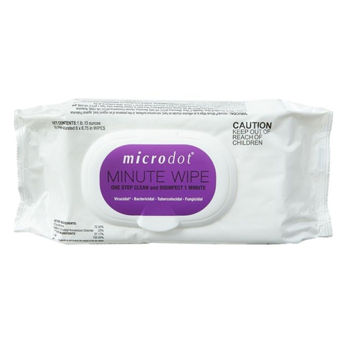 MON1125755PK - Cambridge Sensors USA - Cambridge Sensors USA microdot Minute Wipe Surface Disinfectant Cleaner Premoistened Alcohol Based Manual Pull Wipe 60 Count Soft Pack Alcohol Scent NonSterile, 60/PK