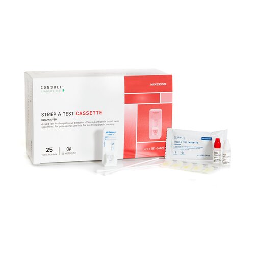 MON1127458KT - McKesson - Rapid Test Kit Consult Strep A Test Throat / Tonsil Saliva Sample CLIA Waived 25 Tests, 25/KT