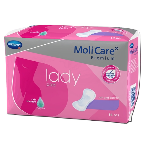 MON1127655CS - Hartmann - Hartmann Bladder Control Pad MoliCare&reg; Premium Light Absorbency One Size Fits Most Female Disposable, 168/CS