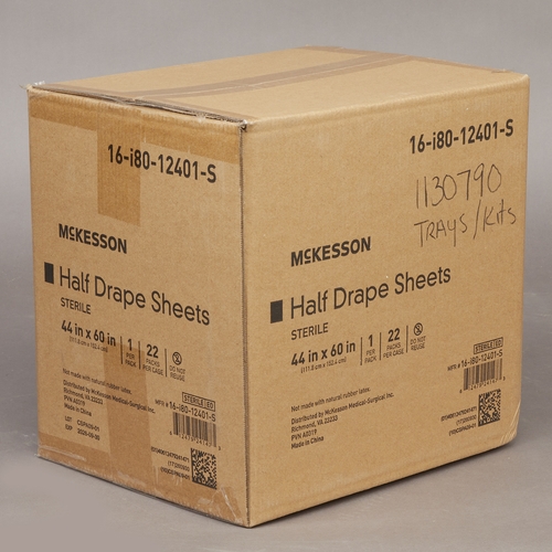 MON1130790CS - McKesson - McKesson General Purpose Drape Half Drape Sheet 60 W x 44 L" Sterile, 22 EA/CS