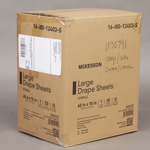 MON1130791CS - McKesson - McKesson General Purpose Drape Large Drape Sheet 76 W x 60 L&quot; Sterile, 20 EA/CS