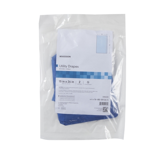 MON1130802CS - McKesson - McKesson General Purpose Drape Utility Drape with Tape 15 W x 26 L&quot; Sterile, 100 EA/CS