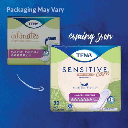 MON1131554CS - Essity - Essity TENA&reg; Sensitive Care Bladder Control Pad, Maximum, Extra Coverage, Long, 15 Inch Length, Heavy Absorbency, Dry-Fast Core™, One Size Fits Most