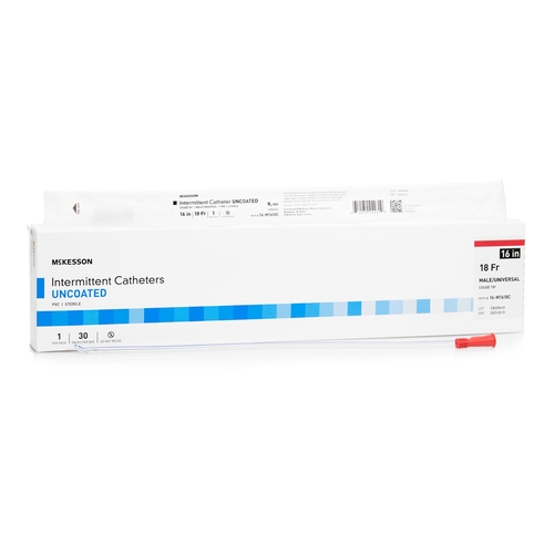 MON1135720EA - McKesson - McKesson Urethral Catheter Coude Tip Uncoated PVC 18 Fr. 16 Inch, 1/EA