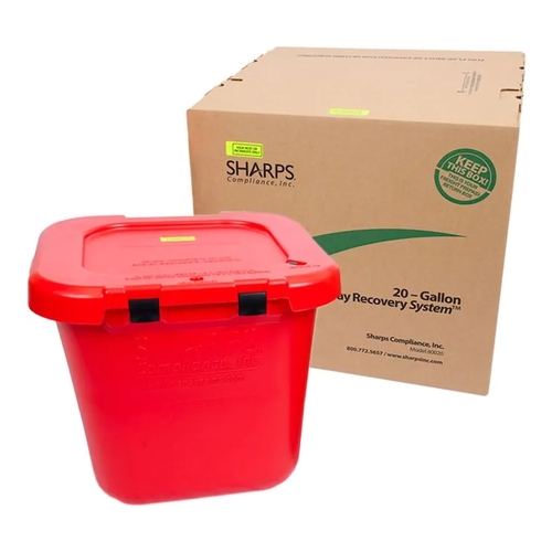 MON1136573CS - Sharps Compliance - Mailback Chemotherapy Container TakeAway Recovery System 21-1/2 L X 21-1/4 W X 18-1/2 H Inch 20 Gallon Red Base / Red Lid Horizontal Entry, 1/CS