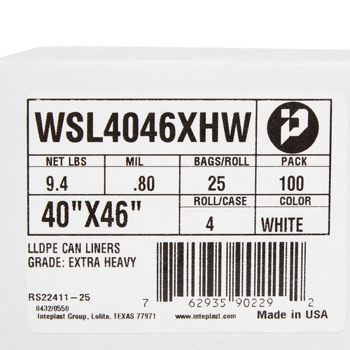 MON1137635CS - McKesson - Trash Bag 45 gal. White LLDPE 0.80 mil 40 X 46 Inch Star Seal Bottom Coreless Roll, 100/CS