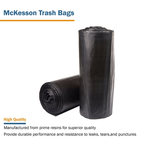 MON1137659CS - McKesson - Trash Bag 56 gal. Black LLDPE 1.5 mil 43 X 47 Inch Star Seal Bottom Coreless Roll, 100/CS