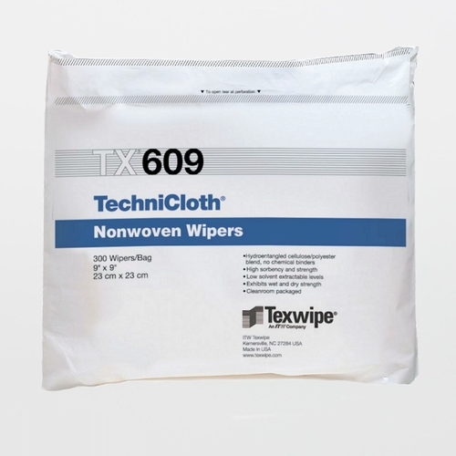 MON1137881CS - Texwipe - Texwipe Cleanroom Wipe TechniCloth&reg; ISO Class 5 - 8 White NonSterile 45% Polyester / 55% Cellulose Nonwoven 9 X 9 Inch Disposable, 3000/CS