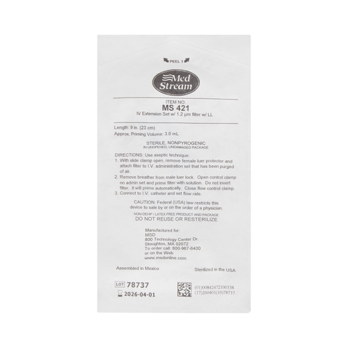 MON1139237CS - McKesson - McKesson IV Extension Set McKesson 9 Inch Tubing Without Ports 3 mL Priming Volume DEHP-Free, 50 EA/CS