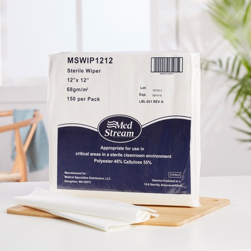 MON1139240CS - McKesson - McKesson Cleanroom Wipe ISO Class 5 White Sterile Polyester / Cellulose 12 x 12&quot; Disposable, 1200 EA/CS