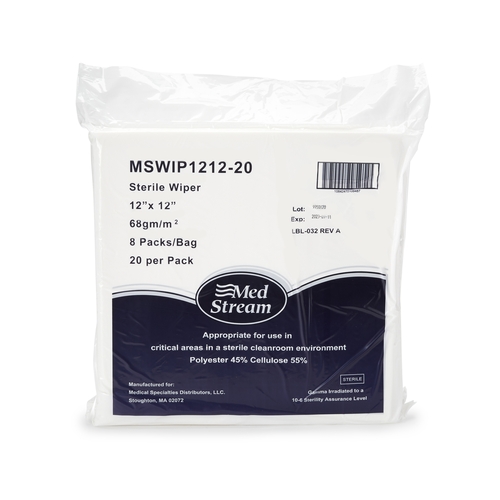 MON1139247CS - McKesson - McKesson Cleanroom Wipe ISO Class 5 White Sterile Polyester / Cellulose 12 X 12 Inch Disposable, 1280/CS