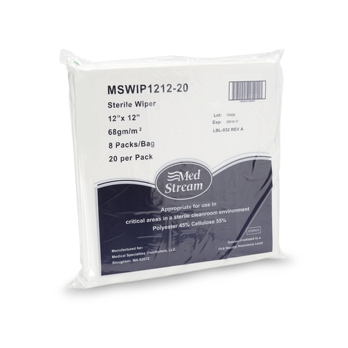 MON1139247CS - McKesson - McKesson Cleanroom Wipe ISO Class 5 White Sterile Polyester / Cellulose 12 X 12 Inch Disposable, 1280/CS