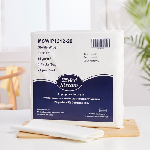 MON1139247CS - McKesson - McKesson Cleanroom Wipe ISO Class 5 White Sterile Polyester / Cellulose 12 X 12 Inch Disposable, 1280/CS