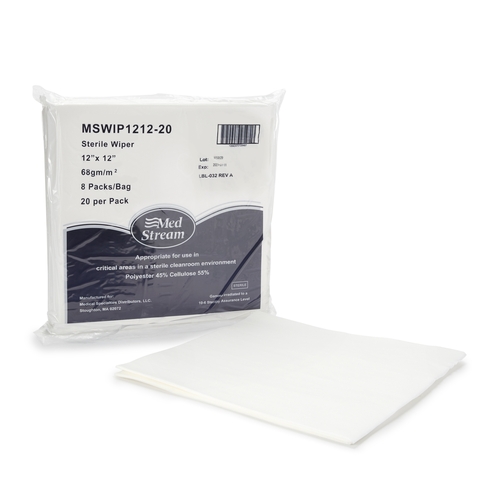 MON1139247CS - McKesson - McKesson Cleanroom Wipe ISO Class 5 White Sterile Polyester / Cellulose 12 X 12 Inch Disposable, 1280/CS