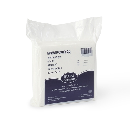 MON1139260CS - McKesson - McKesson Cleanroom Wipe ISO Class 5 White Sterile Polyester / Cellulose 9 X 9 Inch Disposable, 180/CS