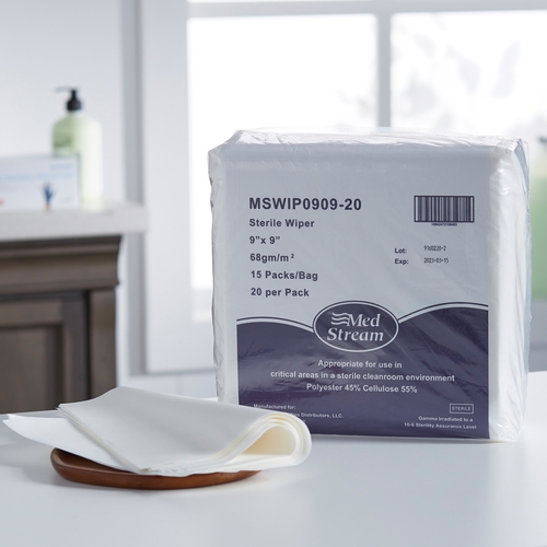 MON1139260CS - McKesson - McKesson Cleanroom Wipe ISO Class 5 White Sterile Polyester / Cellulose 9 X 9 Inch Disposable, 180/CS