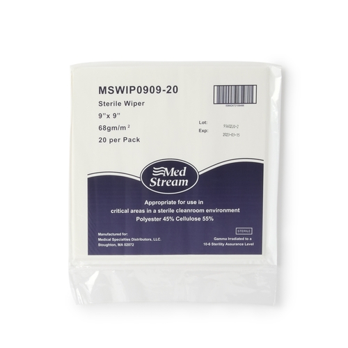 MON1139260CS - McKesson - McKesson Cleanroom Wipe ISO Class 5 White Sterile Polyester / Cellulose 9 X 9 Inch Disposable, 180/CS