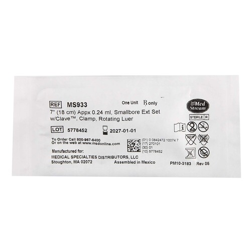 MON1139297CS - McKesson - McKesson IV Extension Set Needle-Free Port Small Bore 7 Inch Tubing Without Filter Sterile