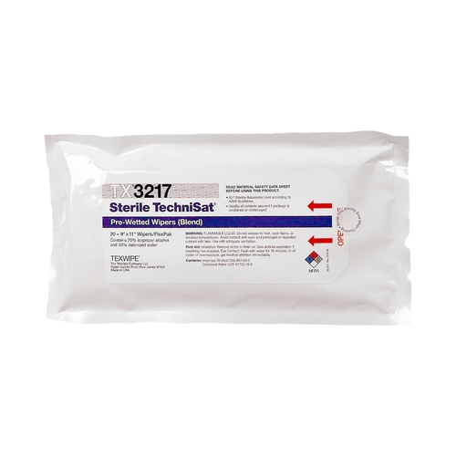 MON1139967PK - Texwipe - Texwipe TechniSat Surface Disinfectant Cleaner Premoistened Cleanroom Manual Pull Wipe 20 Count Soft Pack Alcohol Scent Sterile, 20/PK