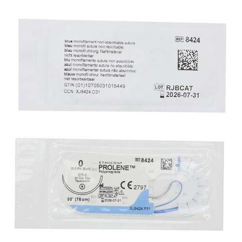 MON1140092BX - J & J Healthcare Systems - J & J Healthcare Systems Nonabsorbable Suture with Needle Prolene Polypropylene CT-1 1/2 Circle Taper Point Needle Size 0 Monofilament