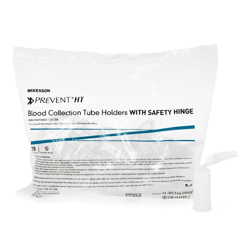 MON1144306CS - McKesson - McKesson Needle Holder with Safety Shield Prevent&reg; HT Universal Fit, Clear, Non-Stackable, Multi-Sample, With Safety Hinge 13 mm and 16 mm Blood Collection Tubes, 1000/CS