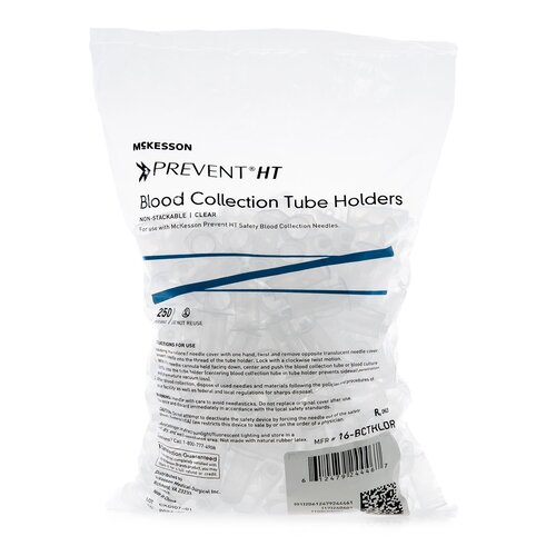 MON1144307CS - McKesson - McKesson Blood Collection Tube Holder / Needle Holder Prevent HT Universal Fit, Clear, Non-Stackable, Multi-Sample 13 mm and 16 mm Blood Collection Tubes, 1000/CS