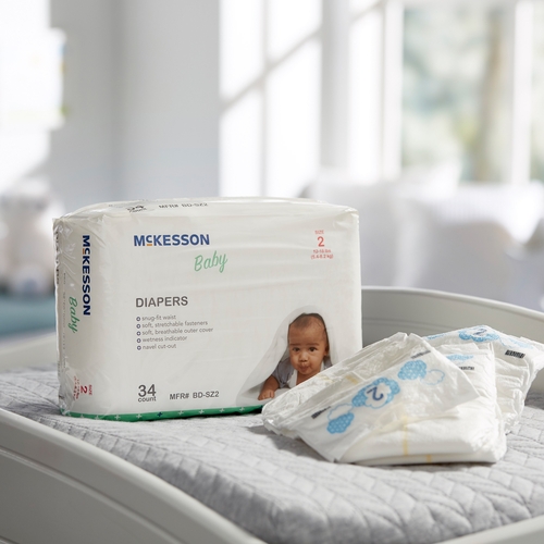 MON1144475CS - McKesson - McKesson Unisex Baby Diaper Tab Closure Size 2 Disposable, 136/CS