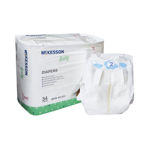 MON1144475CS - McKesson - McKesson Unisex Baby Diaper Tab Closure Size 2 Disposable, 136/CS